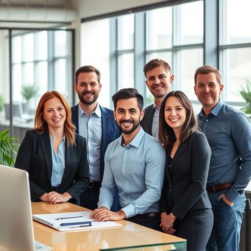 Fotografia corporativa de equipe em ambiente de trabalho