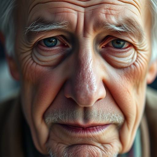 Retrato close-up de um homem idoso com expressão serena.